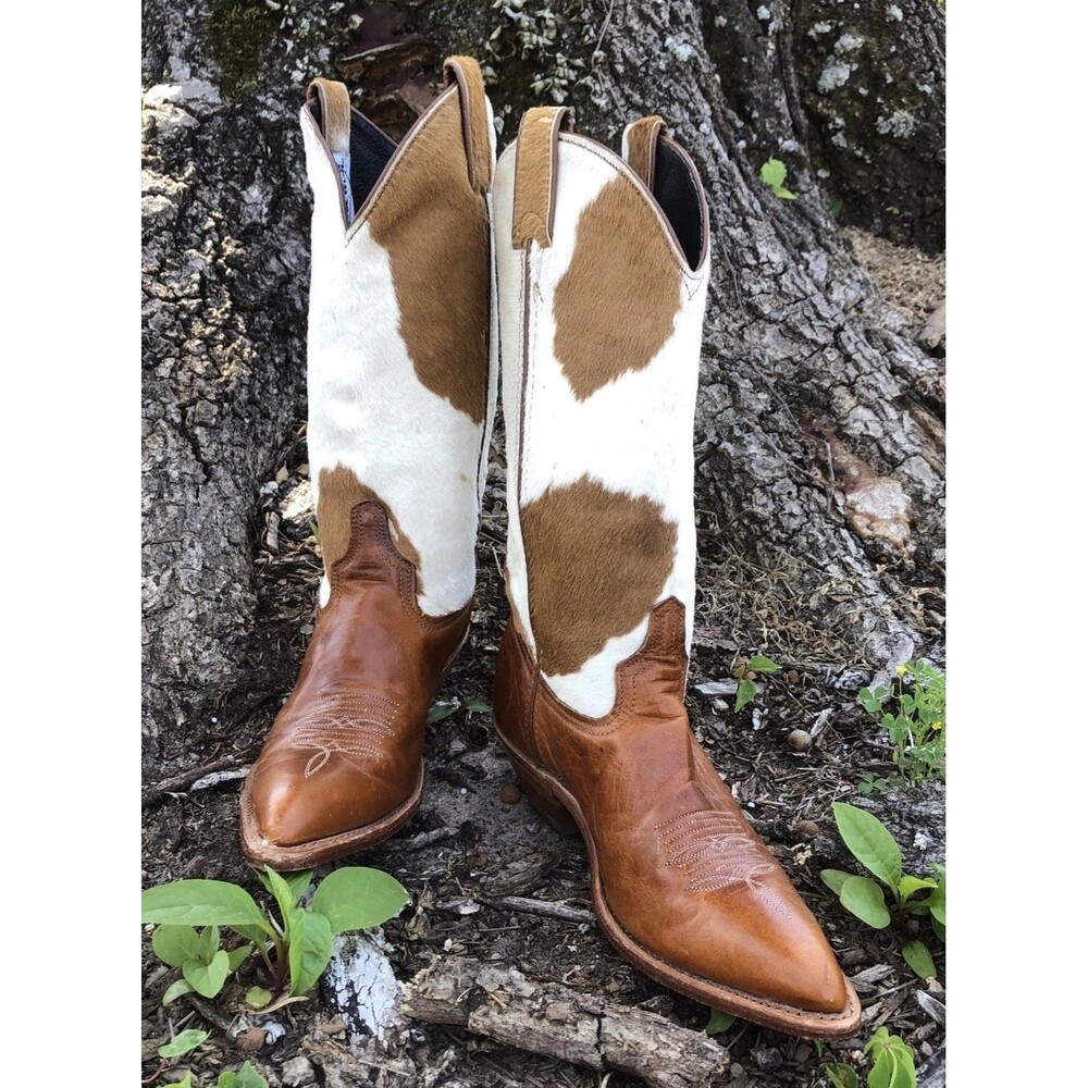 Vintage Code West Women's Sz 5.5M Hair On Hide Leather Western Cowboy Boots USA